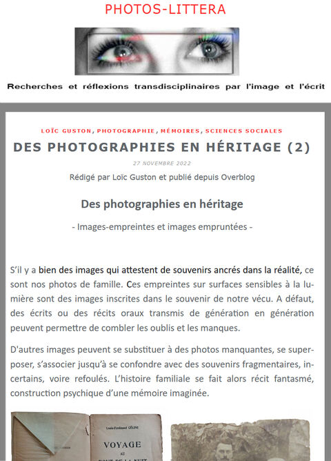 Images-empreintes et images empruntées PHOTOS-LITTERA - Des photographies en héritage / Images-empreintes et images empruntées
https://www.photos-littera.fr/2022/11/des-photographies-en-heritage-2.html